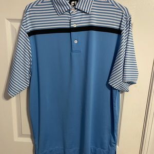 Footjoy Birdseye Jacquard W/stripe mens golf polo Medium
